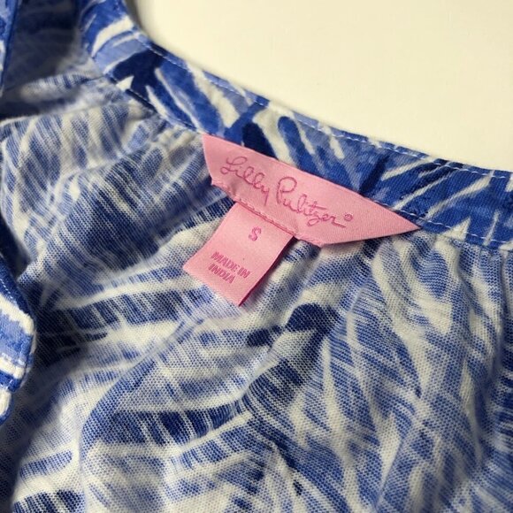 Lilly PULITZER Kipper Lapis Periwinkle Blue Fern Beachy Boho Chic Fringe Tank - Picture 3 of 13